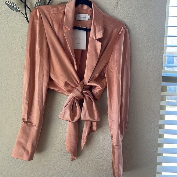 Significant Other Emile Top Papaya Pink Satin Long Sleeve - Picture 10 of 10